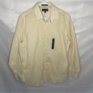 Banana Republic Womens M Yellow Micro Check Button Down Shirt Wrinkle Resistant